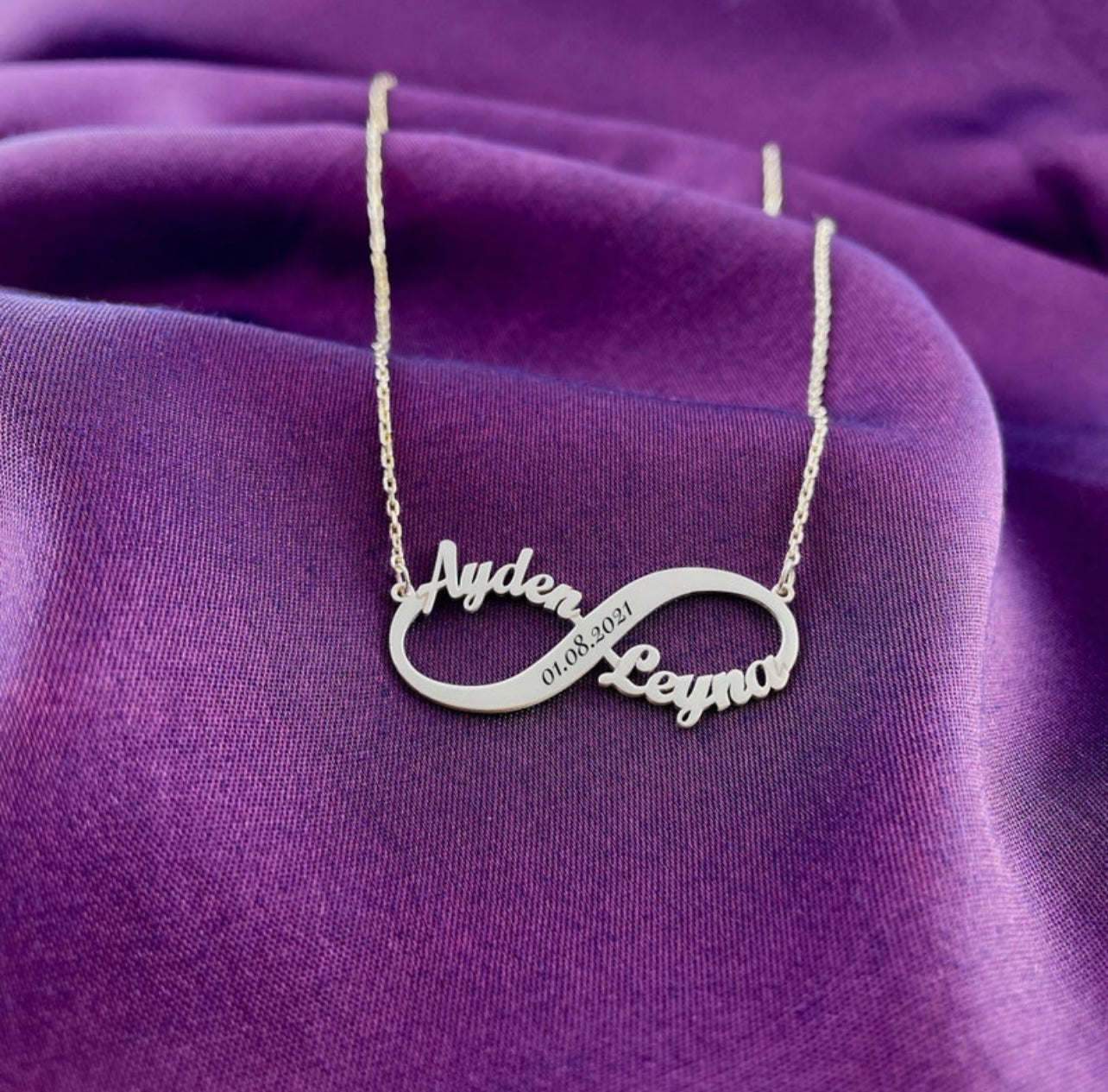 Infinity name and Date necklace